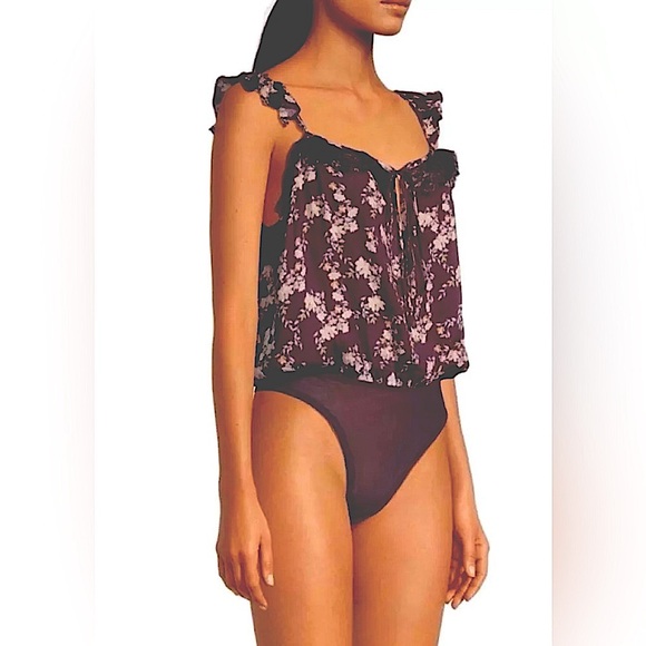 Free People Take it Away Bodysuit, Chocolate Merlot Combo, Size Small, NWT - Picture 1 of 10